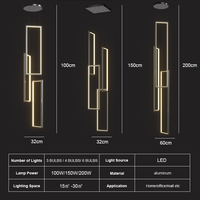 Lampes créatives post-modernes personnalisées par le fabricant, décoration intérieure, lustre long carré en or LED de luxe pour hall d'entrée, luminaires suspendus