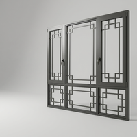 Fenêtre en verre trempé triple isolation à faible émissivité, style chinois ancien de luxe, en alliage d'aluminium, isolation thermique et économe en énergie