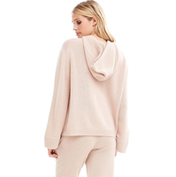Ensemble décontracté deux pièces en cachemire pour femme : sweat à capuche et pantalon tricoté coupe décontractée pour l'automne