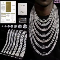 Chaîne cubaine en moissanite 16mm 18mm, collier personnalisé Hip Hop en argent 925, chaîne cubaine en moissanite diamant VVS