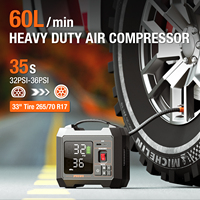 Vente chaude Conception Numérique Smart Mini Électrique Portable Pneus De Voiture Compresseur D'air Pompe 150PSI 16000MAH pour Moto En Plastique