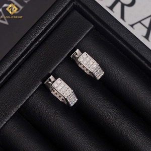 Factory Direct Hip Hop Style 925 <b>Silver</b> High Quality Gold Plated <b>Hoop</b> VVS Moissanite <b>Earrings</b> - Product Image 5