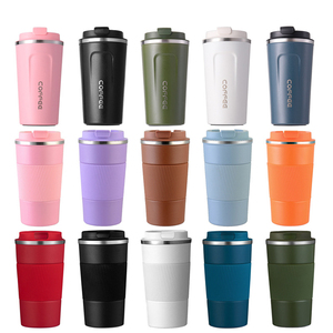 Gobelet isotherme à café en acier inoxydable 380ml 510ml, intérieur SUS304, manchon en silicone antidérapant, tasse de voyage, logo personnalisé - Product Image 4