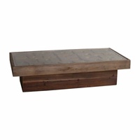 Table basse au design moderne et unique, alphabet A à Z, mobilier de maison, base en bois ancien, plateau en verre