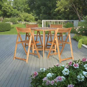 <span class=keywords><strong>Tavolo</strong></span> da <span class=keywords><strong>esterno</strong></span> in 5 pezzi 4 sedie realizzate in legno di Acacia Teak marrone finitura pieghevole <span class=keywords><strong>tavolo</strong></span> da pranzo Set di sedie con vita spensierata - Product Image 1