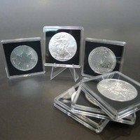 Capsule de monnaie carrée en acrylique transparent, étui de protection pour pièce de monnaie américaine Silver Eagle, porte-pièce commémorative avec mousse noire insérée