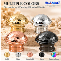 Capuchon de parfum rond en zamac de luxe personnalisé, couvercle de bouteille en alliage de zinc métallique de haute qualité avec insert en PP, logo HUAMAO