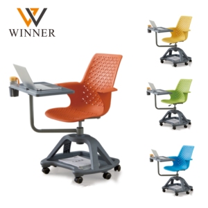 Modern Plastic Conference Classroom Training Chair with Foldable Writing <strong>Pad</strong> and Wheel-School <strong>Study</strong> Furniture - Product Image 4