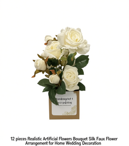 Fandongew11 Bouquet di Rose Artificiali, 12 Pezzi, Fiori Finti Realistici in Seta per Decorazioni Casa e Matrimonio - Product Image 1