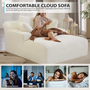 <span class=keywords><strong>Canapé</strong></span>-lit nuage d'intérieur 67 pouces, chaise longue surdimensionnée en velours côtelé, <span class=keywords><strong>canapé</strong></span> sans structure à assise profonde pour salon - Product Image 5