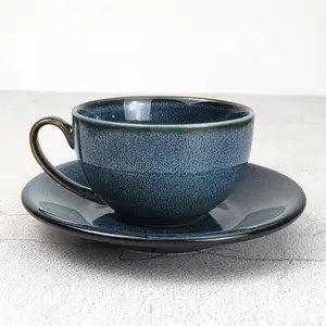 Retro Esmalte Reativo Conjunto De Copos E Pires De Cerâmica Porcelana Espresso Café Conjunto De Chá Árabe Turco Copos De Café