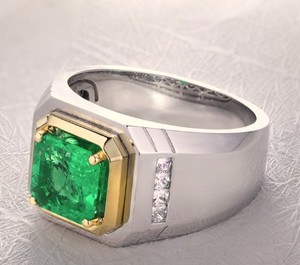 ANSTER <strong>Silver</strong> S925/18k/pt950 Lab Grown <strong>Emerald</strong> Lab Created <strong>Emerald</strong> Gift Custom Jewelry Men <strong>Ring</strong> - Product Image 3