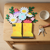 Adornos de Flores de Madera Contrachapada en 3D, Decoración Multifuncional de Pascua, Corte Láser, Hechos a Mano, Regalo al por Mayor
