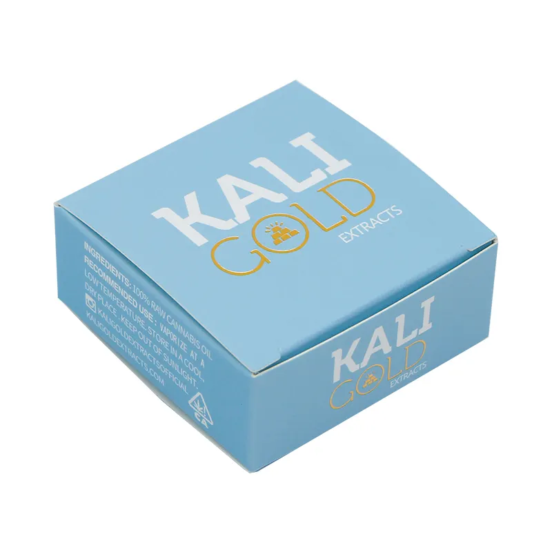 Embalaje de productos de diseño personalizado, caja azul pequeña, cajas de papel planas FSC para embalaje con logo, estampado dorado