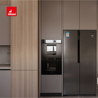 Armoire de cuisine Alland Premium moderne en laque mate gris clair avec poignées intégrées pour cuisine résidentielle