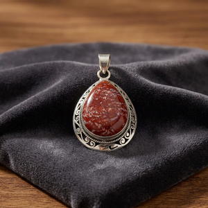 Colgante Minimalista de Plata 925 con Ágata Natural y Granate Rojo en Forma de Lágrima con Engaste de Bisel, Regalo para Mujer para Aniversario de Bodas - Product Image 4