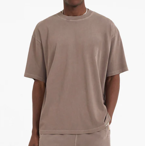 Camiseta de Verano de Felpa Francesa para Hombre, Diseño Exclusivo, Estilo Urbano, Oversize, Lisa, de Algodón Pesado 100% - Product Image 6