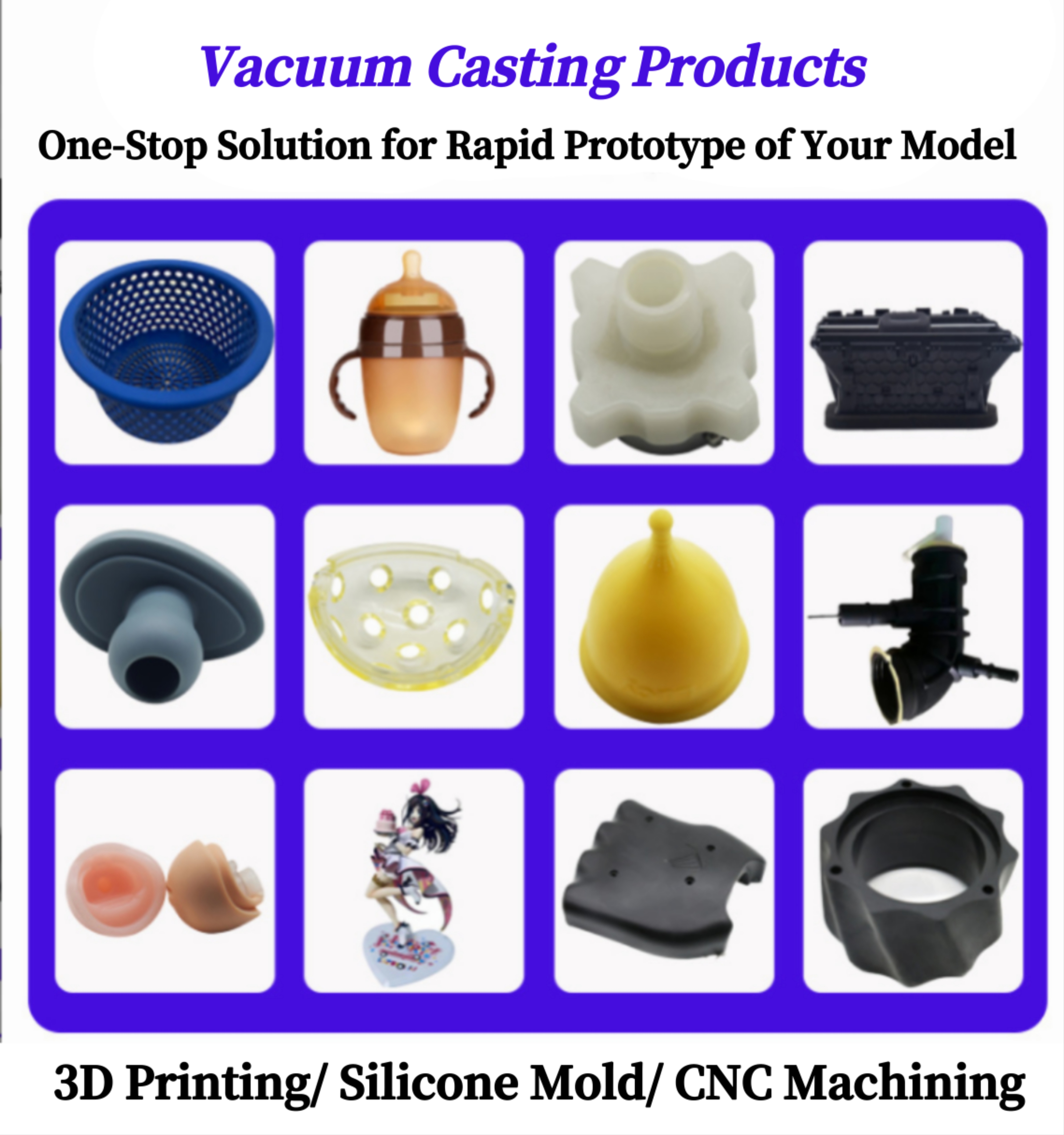 Hot Sale High Quality Custom Industrial Grade Custom ABS PE PP PC POM Vacuum Casting Machine Rapid Prototyping CNC Machining
