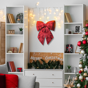 Grande guirlande extérieure personnalisée décoration <span class=keywords><strong>de</strong></span> Noël nœud <span class=keywords><strong>rouge</strong></span> filaire polyester peluche arbre haut emballage cadeau <span class=keywords><strong>ruban</strong></span> saisonnier - Product Image 6