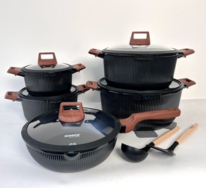 Mejor Precio, Juego de Utensilios de Cocina de Aluminio y Granito de 15 Piezas, Cacerola Antiadherente, Fabricada en China, Utensilios de Cocina <span class=keywords><strong>para</strong></span> el Hogar, Compra al por Mayor Global - Product Image 2