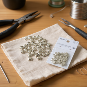 Perline a Stella in Metallo Ilan 5x10mm Oro Bianco per Creazione di Gioielli e Accessori Artigianali - Product Image 3