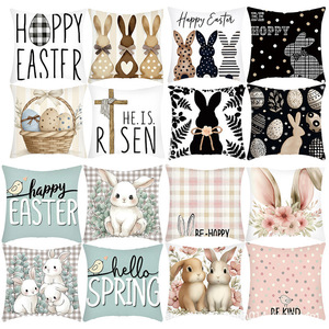 Easter Bunny Print Cushion <b>Cover</b> Square Printed Living Room <b>Sofa</b> Pillow Case Decorative <b>Throw</b> Pillow <b>Cover</b> - Product Image 1