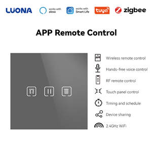 Interrupteur intelligent pour rideaux, Zigbee/WiFi en option, commande vocale avec Alexa et Google Assistant, panneau tactile prenant en charge <span class=keywords><strong>la</strong></span> programmation. - Product Image 1
