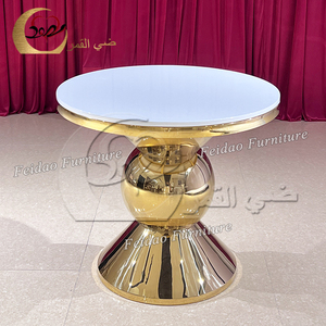 โต๊ะสำหรับงานแต่งงานฐานสแตนเลสสีทองทำจาก MDF ทรงกลม - Product Image 5