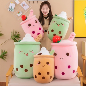 Jouets en peluche en forme de tasse de bubble tea aux fruits de 25 cm avec tubes d'aspiration, mignons coussins en peluche en forme de tasse de thé au lait - Product Image 2