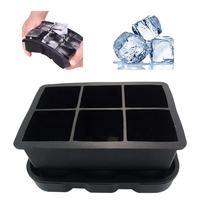 Moule à glaçons en silicone réutilisable sans BPA, grand format, avec couvercle, moule à glaçons carrés, 6 grilles, grand fabricant de glaçons