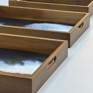 Bandejas Decorativas de Madera para Servir, Bandeja de Madera de Acacia con Asas para Patio, Mesa de Café, Barbacoa, Fiesta - Product Image 2