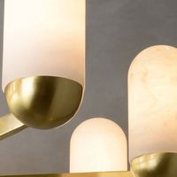Lustre LED moderne de style nordique en cuivre et marbre, haute luminosité, température de couleur réglable, installation facile pour chambre et salle à manger