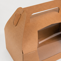 Boîte à gâteau en papier kraft brun naturel, écologique, de qualité alimentaire, avec logo personnalisé, pour pâtisserie, dessert, à emporter, avec poignée