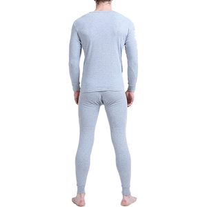 Conjunto de Ropa Interior Térmica Larga para Hombre FOXA, 100% Algodón, Cuello Redondo, Parte Superior e Inferior, Capa Base de Color Sólido, 2 Piezas, Manga Larga, para Clima Frío - Product Image 2