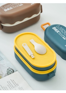 กล่องข้าว ICEN TJ01 ขนาดใหญ่ ความจุเยอะ ใช้กับไมโครเวฟได้ สไตล์เกาหลี หลายสี กล่องพลาสติกสองชั้น สำหรับเด็ก รูปทรงสี่เหลี่ยมผืนผ้า - Product Image 5