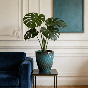 Ensemble de pots à fleurs en céramique écologiques de style américain, durables, design à bordure étagée vert olive brillant, pour l'intérieur/l'extérieur, jardin - Product Image 1