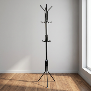 Minimalist <b>Standing</b> Metal <b>Coat</b> Rack <b>With</b> Hat And Jacket Hooks For Living Room <b>Storage</b> Holders - Product Image 4