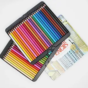 HIGH QUALITY 12 18 24 36 48 50 72 100 120 180 CUSTOM LOGO PRINTED WOODEN COLORED PENCIL SET WITH TIN BOX COLOR PENCILS FOR KIDS