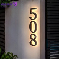 Enseigne de porte lumineuse LED 3D en acrylique et acier inoxydable, étanche, enseigne murale personnalisée rétroéclairée pour hôtel, entreprise familiale