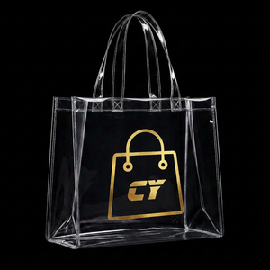 <span class=keywords><strong>Sac</strong></span> fourre-tout en PVC transparent imperméable de 0,5 mm avec double couture, couture industrielle, pour la plage, les voyages et les courses en famille - Product Image 1