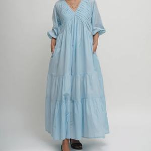 Vestido Casual de Verano para Mujer OEM, Nuevo y en Oferta, Largo Maxi de Lino, Elegante con Cuello en V, Cintura Natural, Vestido de Algodón - Product Image 4