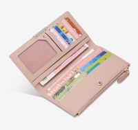 Dompet Klasik Murah untuk Wanita, Dompet Kartu Kredit Kulit Vegan, Kapasitas Besar, Dompet Wanita Panjang