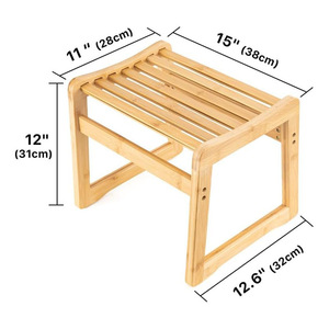 Bamboo <b>Bathroom</b> <b>Stool</b> 38x32x31cm Solid Wood Multi-Functional Chair <b>For</b> Home Living Room And <b>Bathroom</b> - Product Image 3