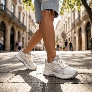 Factory Women Chunky Sneakers 5cm Height Increasing Platform Shoes Rhinestone Mesh Upper Pigskin <b>Insole</b> Rubber Sole - Product Image 3