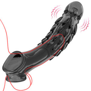 Estensore per Pene Vibrante Trasparente Riutilizzabile a Forma di Drago per Uomo Giocattolo Sessuale - Product Image 1