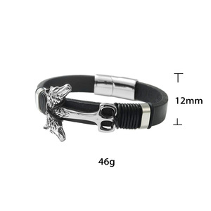 Pulsera de Acero de Titanio con Diseño de Lobo de Dos Cabezas, Joyería de Moda con Diseño Animal Negro - Product Image 5