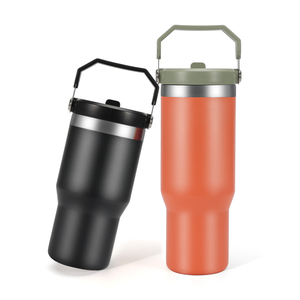 Gourde isotherme moderne en acier inoxydable de 600 ml avec couvercle et poignée pour le voyage et le camping - Product Image 5