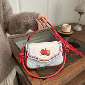 2026 New Niche Apple Shape <b>Bag</b> Lace <b>Patchwork</b> Shoulder Crossbody <b>Bag</b> Cute Girls Designer Handbag - Product Image 2