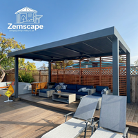 Pavillon de terrasse préfabriqué Zemscape, auvent solaire en aluminium avec toit à lamelles et éclairage LED
