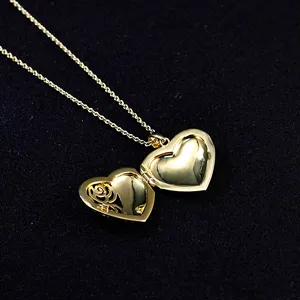 Grace Jewelry Unique Couple Letter Lovers Openable Pink Gemstone Zircon Fine Jewelry Love Heart Photo Pendant For Women